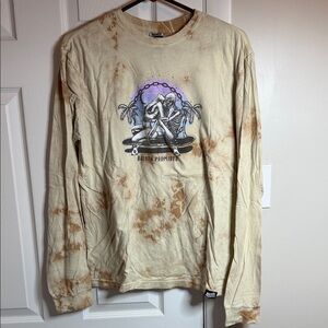 Broken Promises Beige Tie-Dye Long Sleeve Shirt
